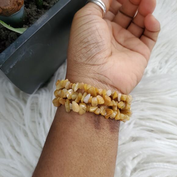 Hand Crafted Topaz Chip Boss Statement Inspiration Bracelet Set - Picture 2 of 4